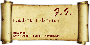 Fabók Ilárion névjegykártya